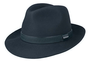 Stetson Bogart style premium fur felt fedora hat in Navy