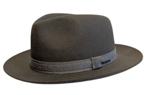 Stetson hand crafted fur-felt mid brim fedora in Carbon Grey