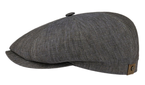 Stetson 'Hatteras' Linen 8 panel Baker boy cap in Grey