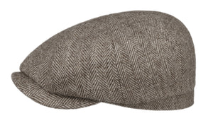 Stetson Hatteras Virgin Wool self stripe Herringbone Baker boy cap in Wheat