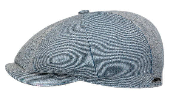 Stetson 'Hatteras' Linen/Cotton Twill 8 panel Baker boy cap in Blue