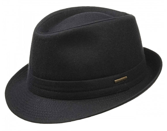 Stetson plush finish Virgin Wool blend Trilby hat in Black