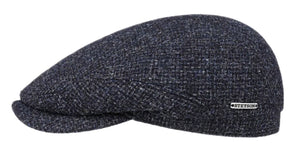 Stetson Wool Tweed drivers style Navy/Black flat cap
