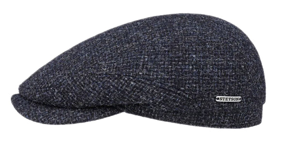 Stetson Wool Tweed drivers style Navy/Black flat cap