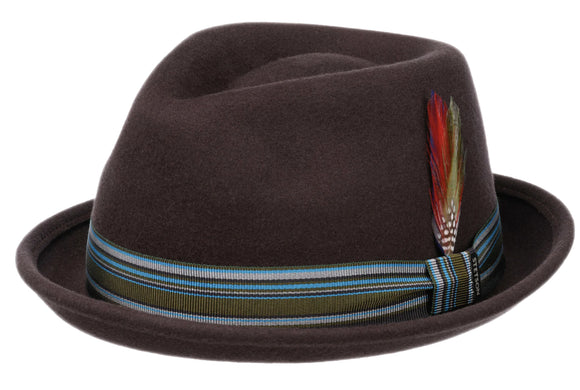 Stetson 'Player' Wool Felt stingy brim Trilby in Brown