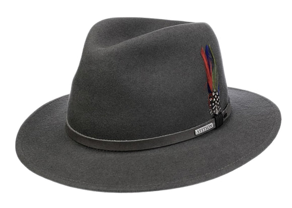 Stetson Traveller Wool felt casual Fedora hat in Grey