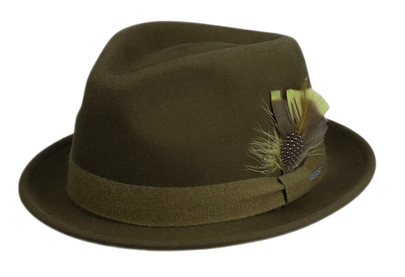 Stetson 'Player' Wool/Cashmere snap brim Trilby in Olive