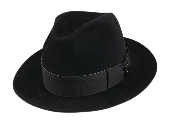 Tonak rabbit fur felt slope back crown Fedora in Black – Grand Hatters