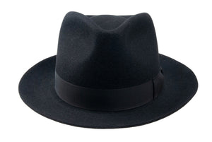 Tonak fine grade Rabbit fur felt Black Fedora hat