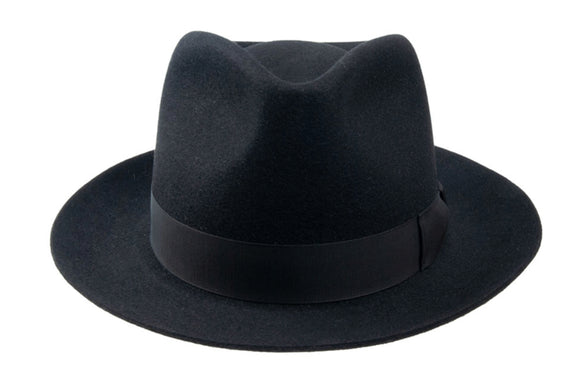 Tonak fine grade Rabbit fur felt Black Fedora hat