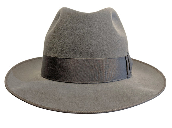 Tonak Velour finish fur felt Large brimmed Mid Grey fedora hat