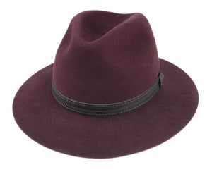 Tonak Velour finish rabbit fur felt Fedora in Burgundy