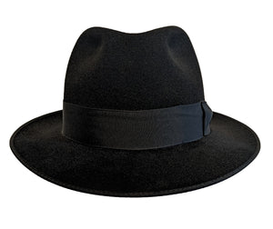 Tonak Velour finish fur felt mid brimmed Black fedora hat