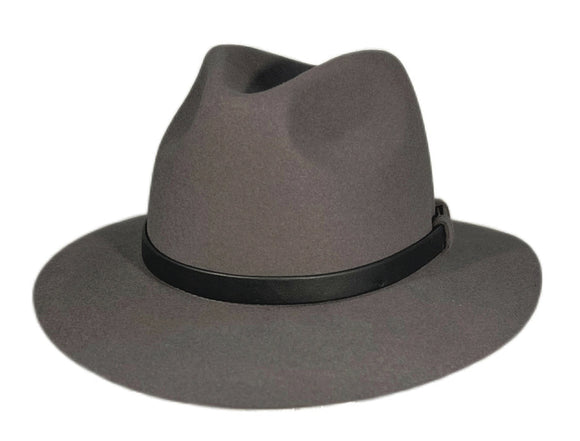 Tonak hand made Mid grey rabbit fur casual fedora hat