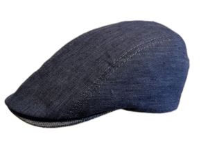 Flechet Linen 4 Panel flat cap in Denim colour