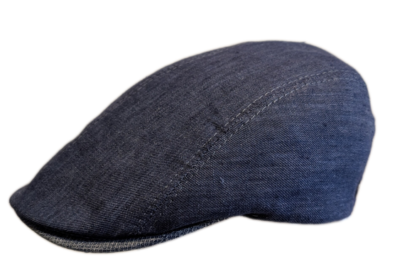 Flechet Linen 4 Panel flat cap in Denim colour