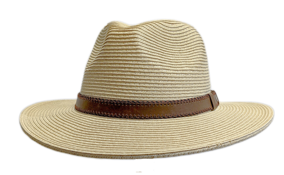 Avenel Paperbraid Natural Fedora with Leather band