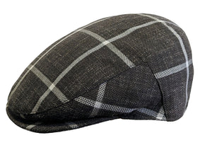 Cappellificio Biellese Wool/Silk/Linen Dark Brown window check flat cap