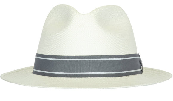 K. Dorfzaun Grade 3 Cuenca Fedora Panama in Cream with striped band