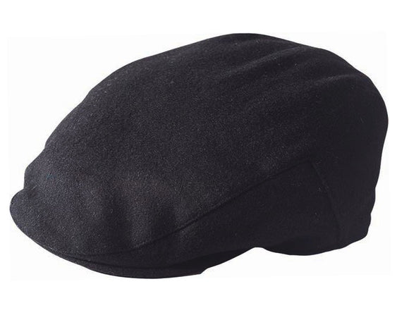 Failsworth Melton Wool Blend Flat Cap in Black