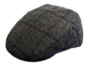 Failsworth Tweed Wool Window pane check Grey flat cap