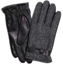 Failsworth Sheepskin/Tweed Gloves in Black/Grey