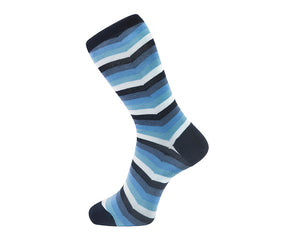 Fortis Green Men's Socks in Blue Chevron Stripes