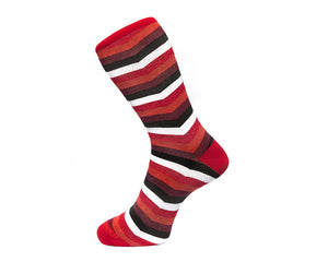 Fortis Green Men's Socks in Red Chevron Stripes
