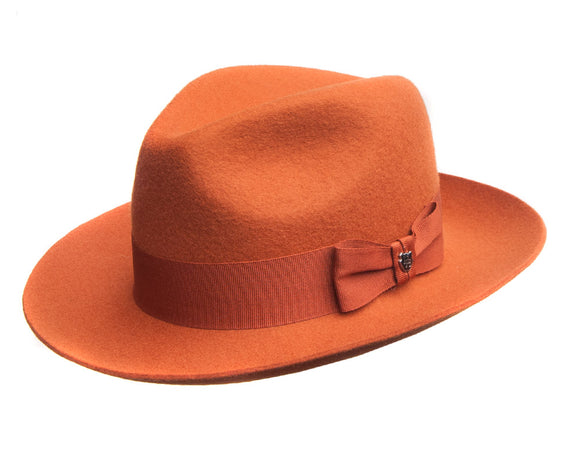 Hills Hats Merino Wool Fedora in Orange