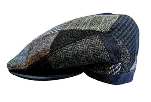 M Flechet Wool blend Patchwork Navy flat cap