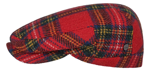 Liery's Wool Red Tartan Driver style flat cap