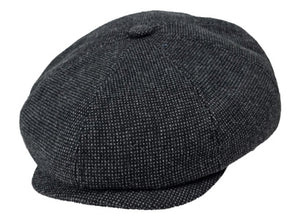 Stanton Black Wool blend tweed Baker boy cap