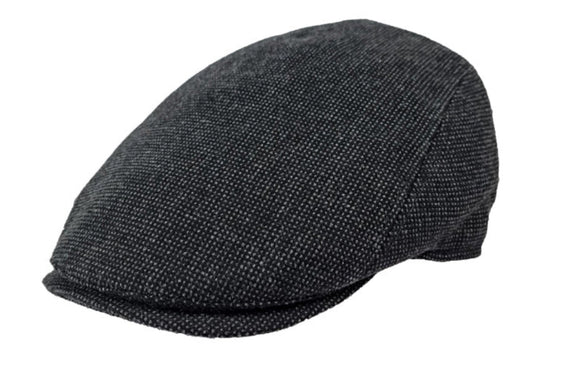 Stanton Black fleck wool blend flat cap