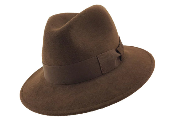 Stanton packable Italian wool Chocolate fedora hat