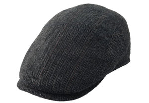 Stanton Grey Herringbone Wool blend flat cap