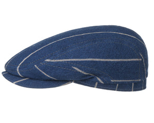 Stetson Cotton Striped Denim Driver style flat cap