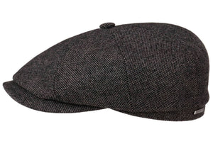 Stetson Hatteras Wool blend Tweed Dark Grey Baker boy cap