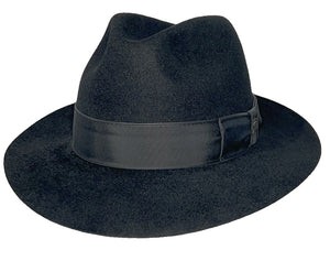 Tonak Velour finish Rabbit fur felt Black fedora hat