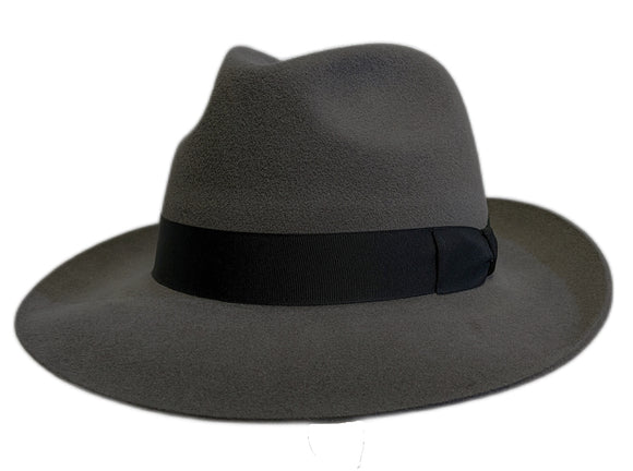 Tonak Velour finish Large brim Mid Grey fedora hat